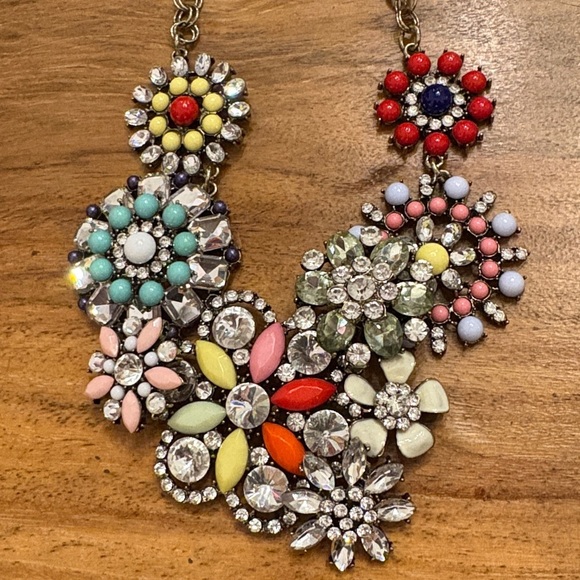 J Crew Floral Multicolor Statement Necklace - Picture 7 of 13